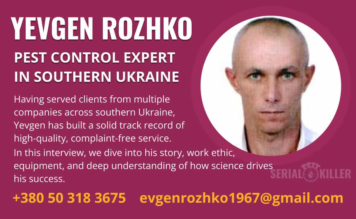 Yevgen Rozhko, pest control expert from Southern Ukraine, in a professional portrait.